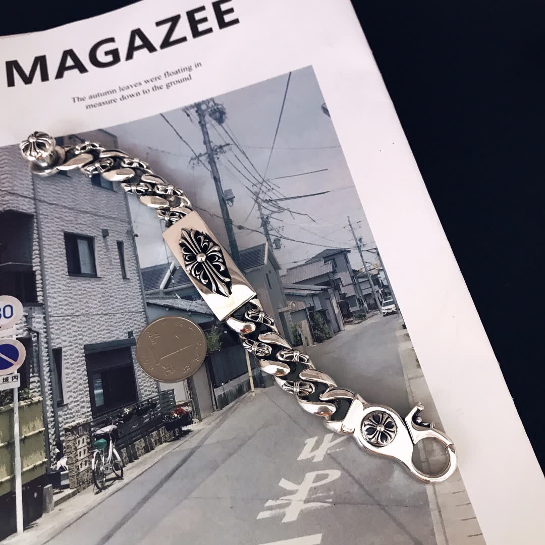 Chrome Hearts Silver Bracelet with Floral Design